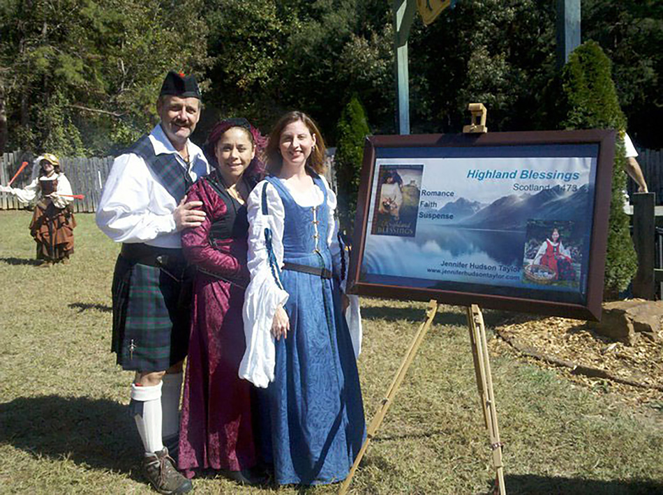 Jennifer Hudson Taylor with readers at the Carolina Renaissance Faire